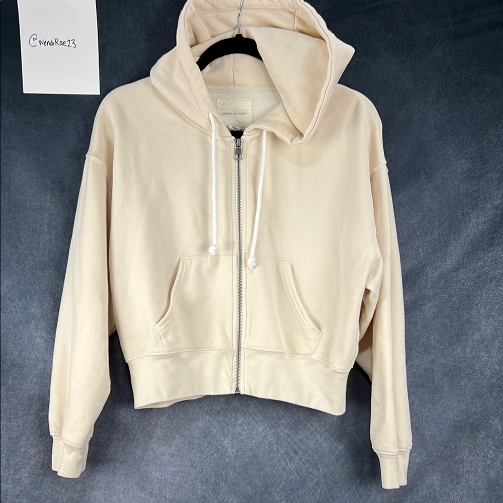 Women's American Eagle Cream Hoodie Jacket S